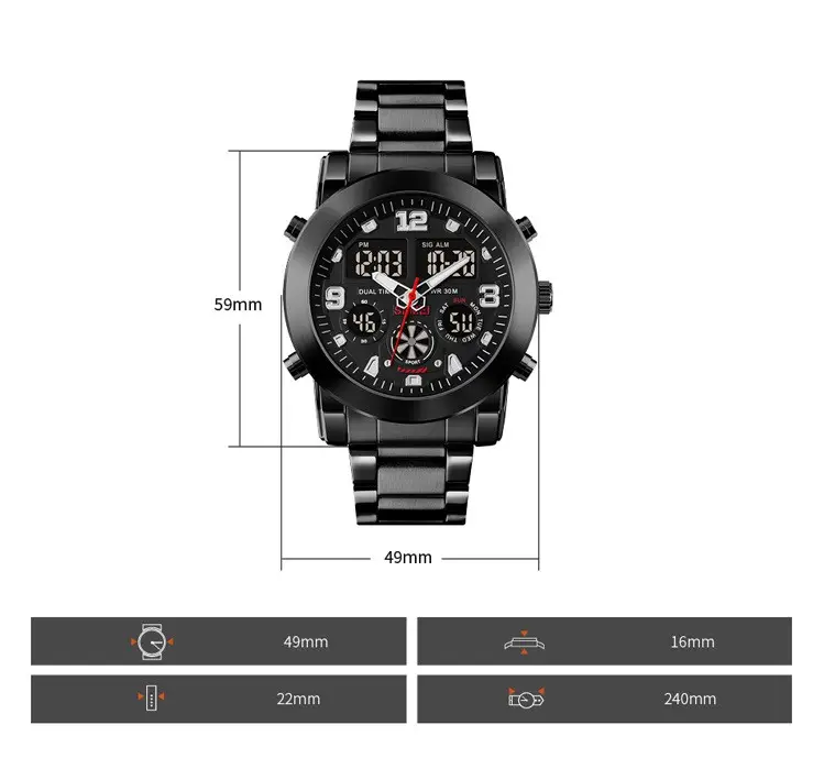 Мужские наручные классические часы Skmei 1642 (Черные с черным циферблатом) Винница - изображение 11