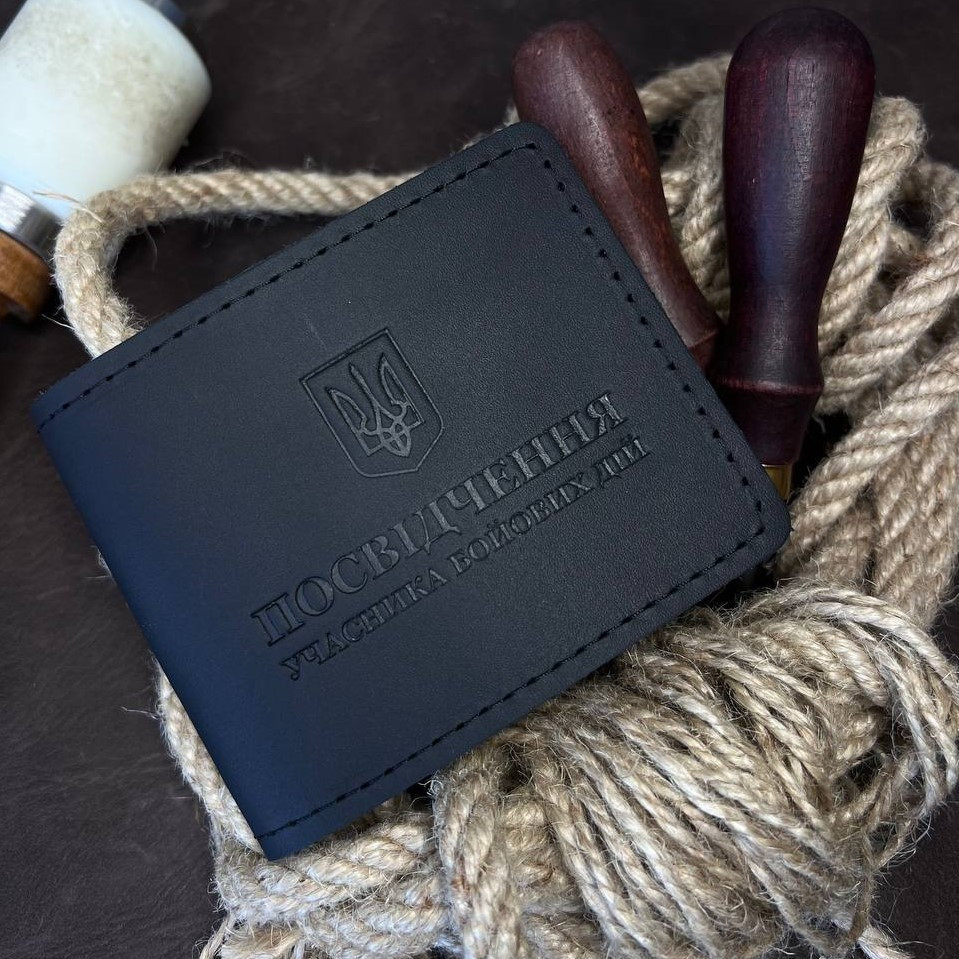 Обкладинка для посвідчення шкіряна "Учасник бойових дій" , чохол на посвідчення УБДMasterSem Київ - фото 2