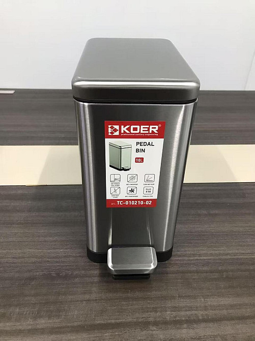 Відро для сміття з плавним закриттям прямокутне Koer TC-010210-02 10 л колір нержавійка (KR5597) ( 33358 ) Харьков - изображение 10