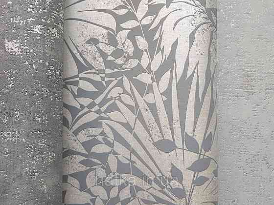 Шпалери вінілові на флізеліні AS creation The Bos 0.53х10 листя папороті монстери банана срібло на сірому Київ