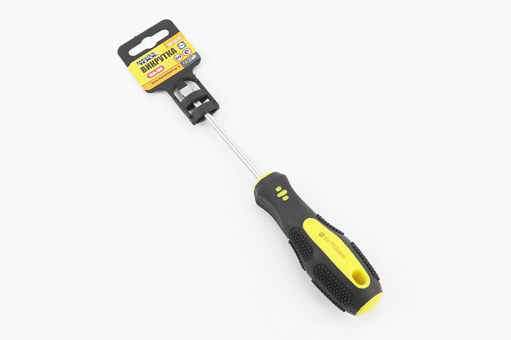 Викрутка магнітна шліцева SL6x100мм ручка з TPR покриттям 48-5610 Київ - фото 1