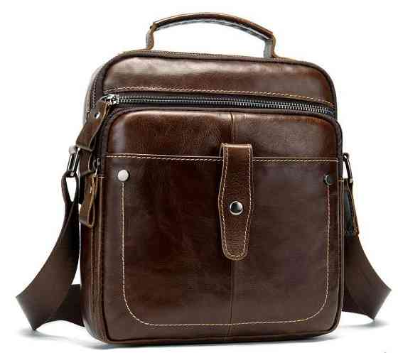 Сумка мужская гладкая Vintage 14700 Коричневая Киев