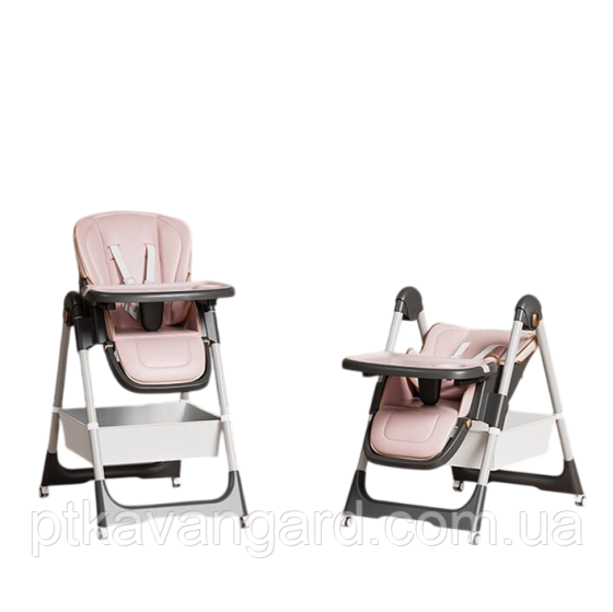 Стільчик для годування дитини Toti S-19225 дівчинці (мягкий чохол, PU 4 колеса, з’ємний столик) рожевий Хмельницький