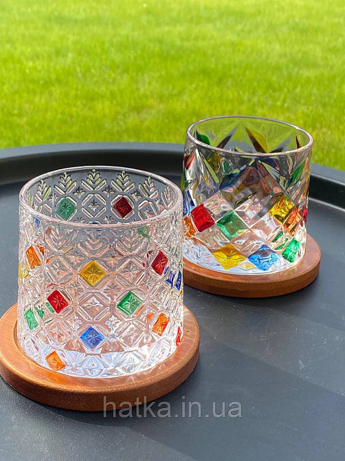 Склянка-доф "Льодяні квіти" з дерев'яною підставкою 275 мл ОБЕРТАЮТЬСЯ для дому та ресторану Київ - фото 2