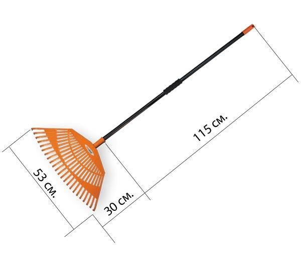 Граблі віялові для газона з металевою ручкою 55см Bradas, Польща Одеса - фото 2