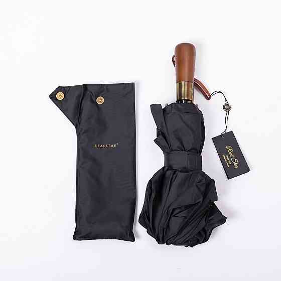 Класичний автоматичний зонт з дерев'яною ручкою, чорний Київ