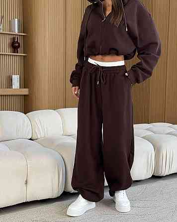 Женский стильный повседневный костюм двойка трехнить петля Шоколад, 42/44 Одесса