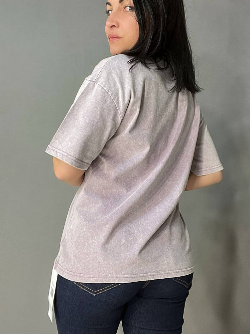 Футболка жіноча A-N 25062 оверсайз варена тай-дай з принтом місяць, бузковий, one size Київ - фото 5