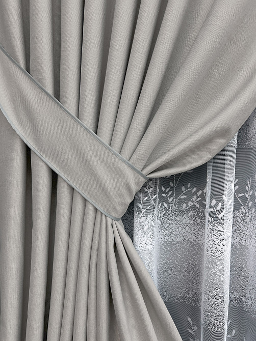Комплект штор VR-Textil Шеніл 150х270 2шт і Тюль 500х270 1690ш-1680т Попелястий з білим 71-198/4 Київ - фото 4