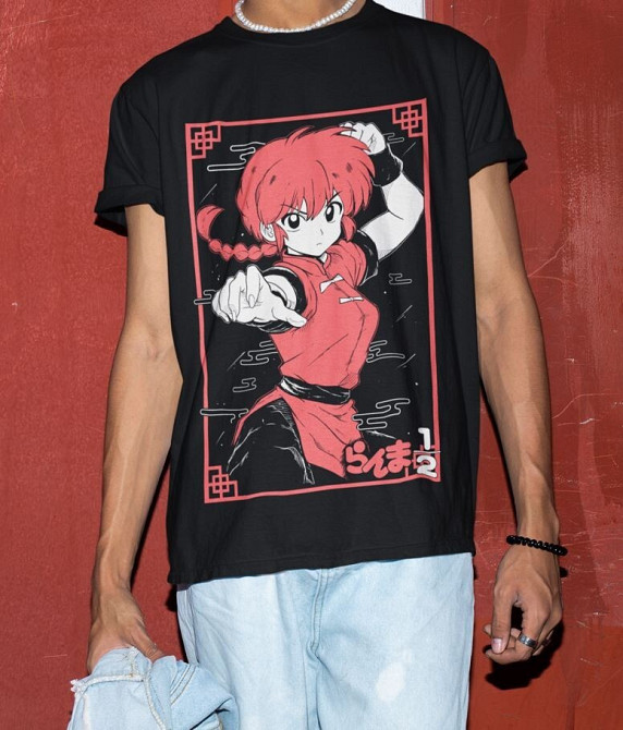 Футболка чоловіча з аніме принтом Ранма Нібун Но Ікхі оверсайз (S/M/L) Чорний AnimeJ1183 Дніпро - фото 7