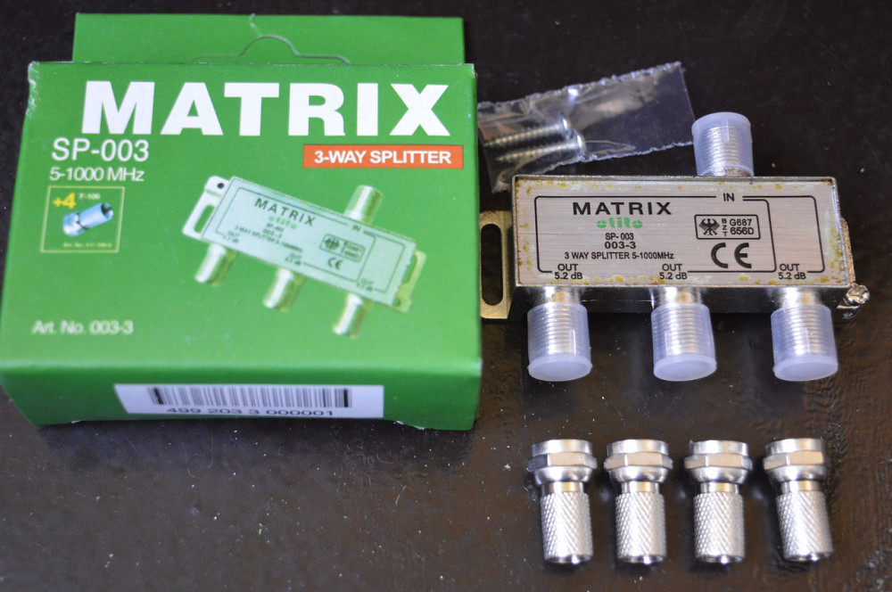 Спліттер (Splitter) ТВ 3-way + 4шт. F в картонній упаковці HQ Полтава - фото 1