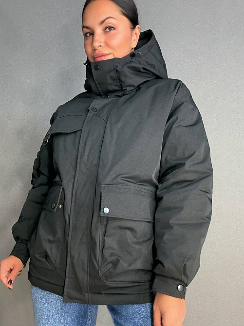 Куртка жіноча Snow Passion 6617 парка з капюшоном та кишенями оверсайз чорна, чорний, 48 Київ - фото 8