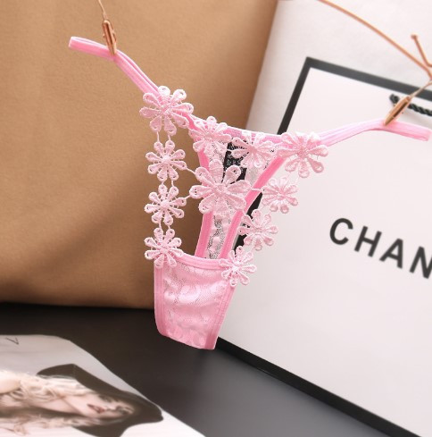 Еротичні стрінги рожеві "Ромашки" - розмір універсальний (на резинці), в талії до 90см Київ - фото 1