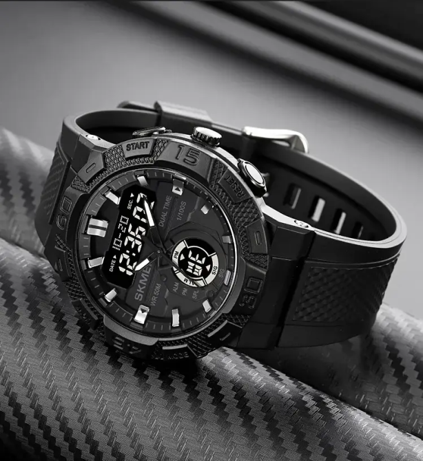 Чоловічий спортивний годинник Skmei 1881 (Чорний з чорним) Київ - фото 5