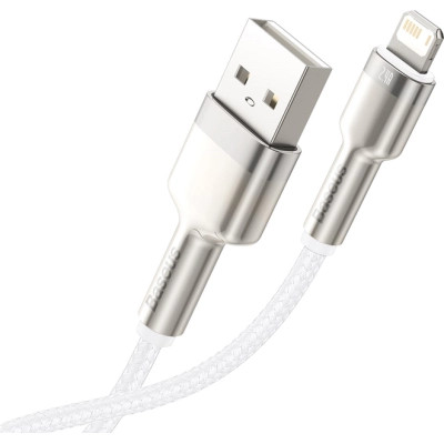 Дата кабель USB 2.0 AM to Lightning 1.0m Cafule Series Metal 2.4A White Baseus (CALJK-A02) Вінниця - фото 10