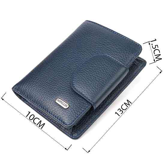 Цікавий вертикальний гаманець із натуральної шкіри CANPELLINI 21675 Синій Київ