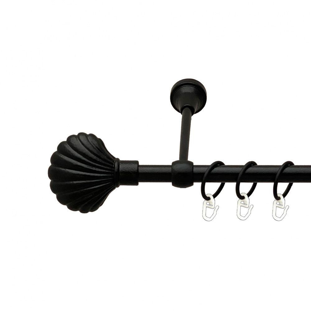 Карниз Orvit Мушля металевий однорядний литий гладка труба кільце металеве Чорний Оксамит 16 мм 120 см (00-00013817) Львів - фото 1