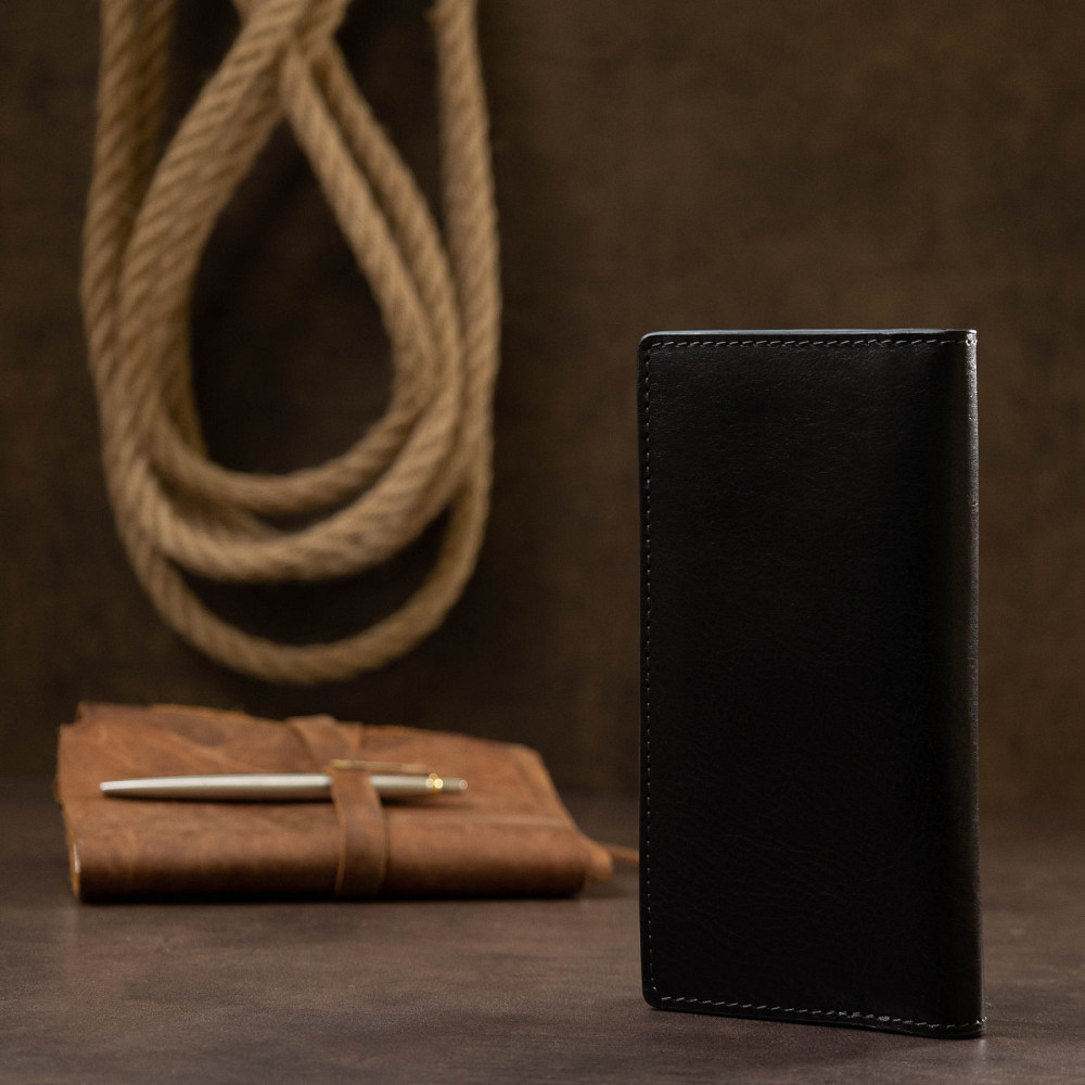 Практичне чоловіче портмоне GRANDE PELLE 11559 Чорний Київ - фото 9