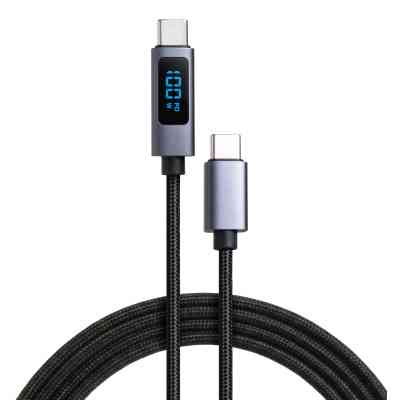 Дата кабель USB-C to USB-C 2.0m 100W LCD Display Nylon Black Vinga (VYDCCC22100D) Винница