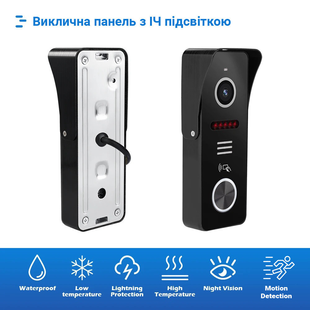 IP-виклична панель із вбудованим зчитувачем карт MIFARE SEVEN CP-7500FHD-Wi-Fi black Київ - фото 17