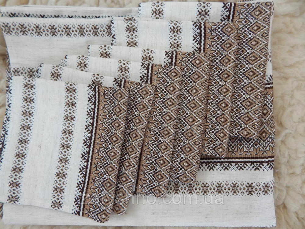 Кавовий комплект скатертини та серветок на льону Київ - фото 7