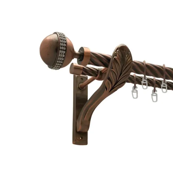 Карниз Orvit Авея металевий дворядний ретро скручена труба кільце металеве Мідь 25\19 мм 160 см (00-00011587) Львов