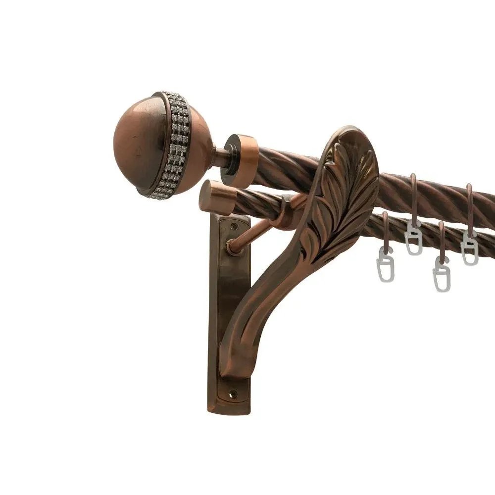 Карниз Orvit Авея металевий дворядний ретро скручена труба кільце металеве Мідь 25\19 мм 160 см (00-00011587) Львов - изображение 1