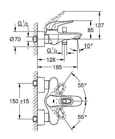 Змішувач для ванни Grohe Eurostyle   ( 33591LS3 ) 22552 Харків