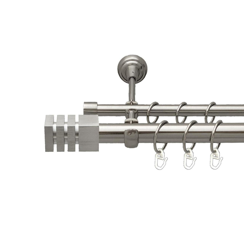 Карниз Orvit Акорда металевий дворядний відкритий гладка труба кільце металеве Нержавіюча Сталь 25\16 мм 160 см (00-00026601) Львів - фото 1