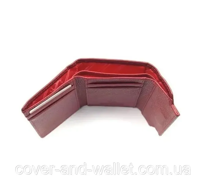 Компактне шкіряне жіноче портмоне бордового кольору Marco Coverna Київ - фото 8