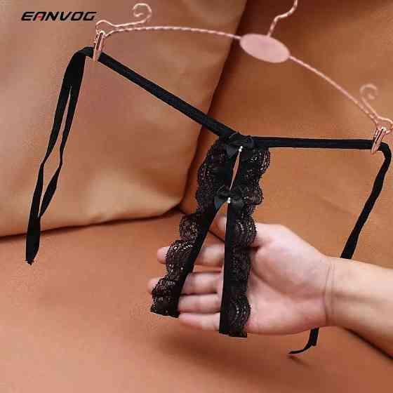 Стрінги з розрізом чорні, розмір універсальний, на зав'язках Київ