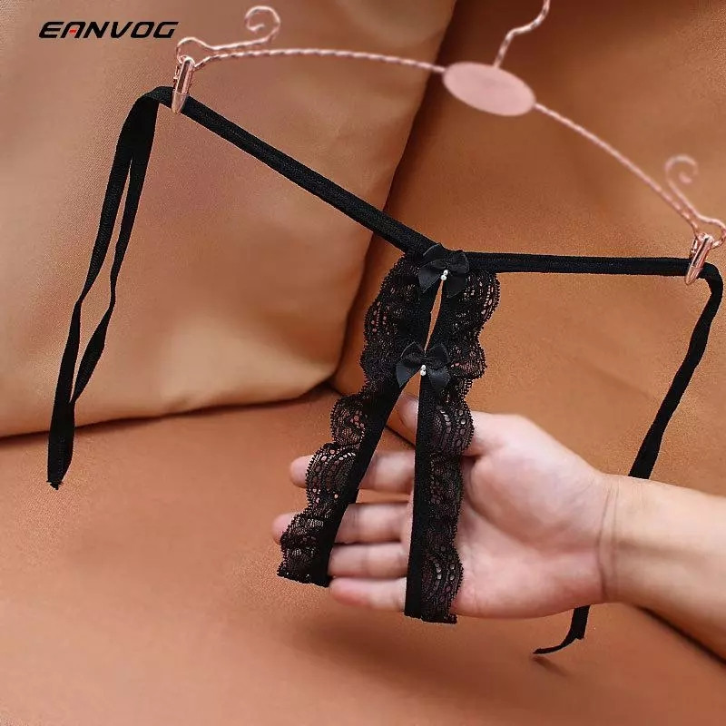 Стрінги з розрізом чорні, розмір універсальний, на зав'язках Київ - фото 1