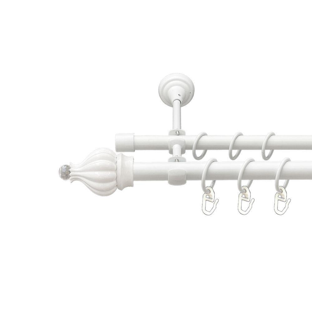 Карниз Orvit Таджа-Кристал металевий дворядний відкритий гладка труба кільце металеве Арктіс 19\16 мм 160 см (00-00021241) Львів - фото 1