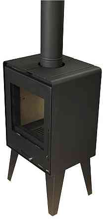 Піч-камін на дровах Hosseven 5090 P 6.5 кВт на витонченій ніжці-підставці сталева буржуйка з шамотом та склом верхній димохід Київ