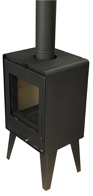 Піч-камін на дровах Hosseven 5090 P 6.5 кВт на витонченій ніжці-підставці сталева буржуйка з шамотом та склом верхній димохід Тернопіль - фото 3