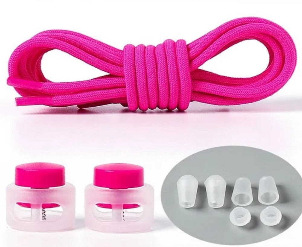 Шнурки еластичні без зав'язок з пластиковими зажимами Яскраво рожевий Смела - изображение 1