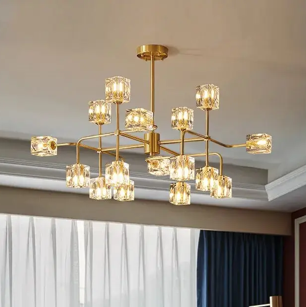 Світлодіодна люстра Рубік 8913 (Золотиста) на 16 плафонів Київ - фото 1