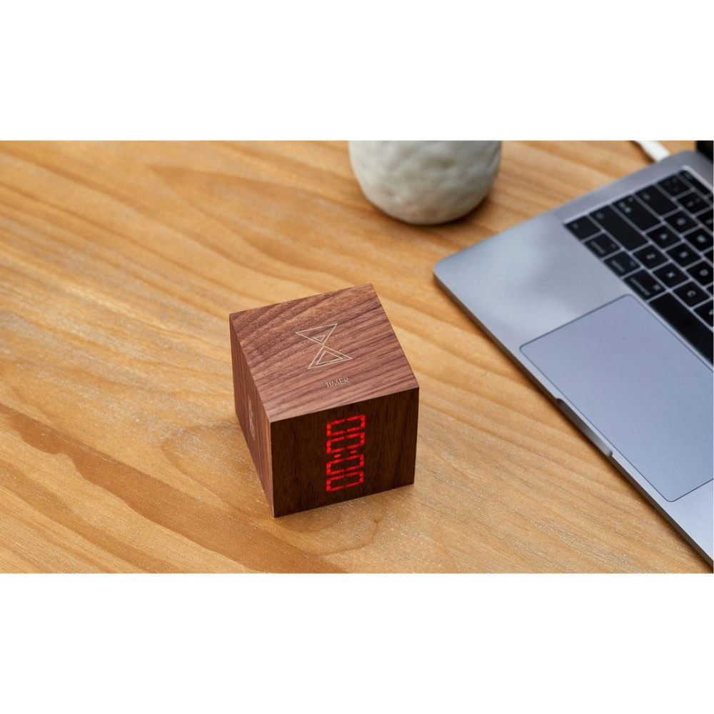 Часы-будильник на аккумуляторе Gingko Cube (Дерево орех) Киев - изображение 4