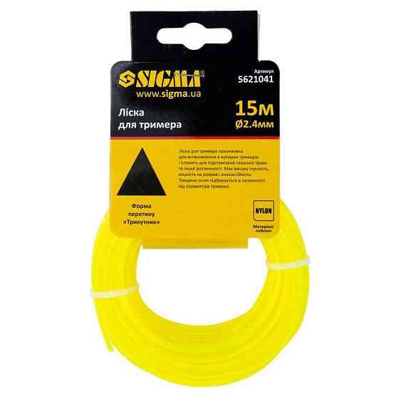 Леска для триммера треугольник Ø2.4мм 15м SIGMA (5621041) Ровно