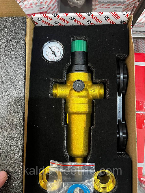 Самопромивний фільтр грубої очистки з редуктором тиску та манометром KOER KR.1249 1/2"НР Харків - фото 3