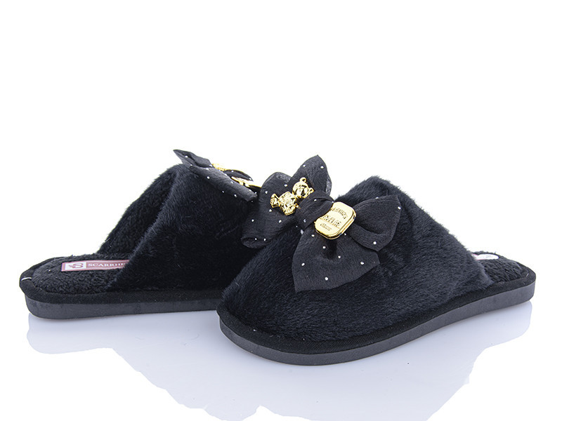 Тапочки закрытые домашние женские теплые с бантом Черный, 38 Одесса - изображение 3