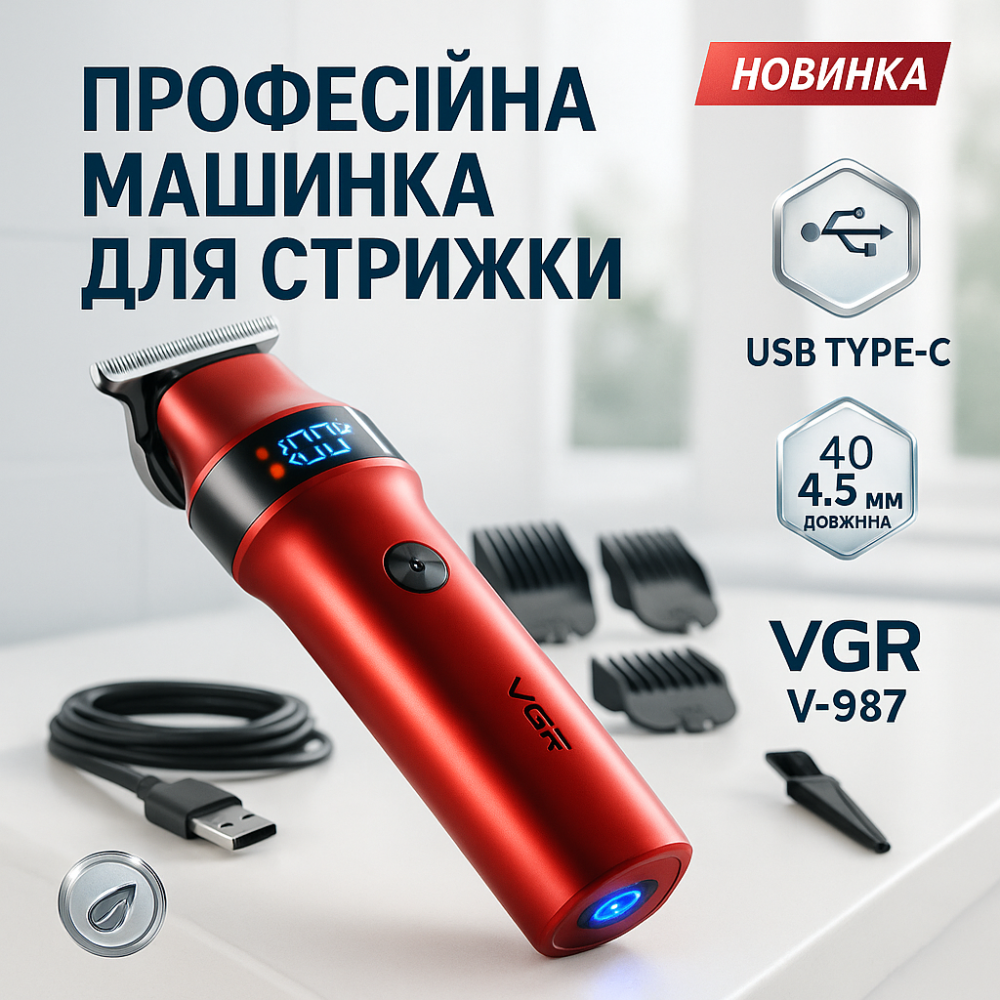 Набір для видалення волосся із зарядним пристроєм, Професійна бритва-машинка для стрижки волосся CQ-93 Львів - фото 14