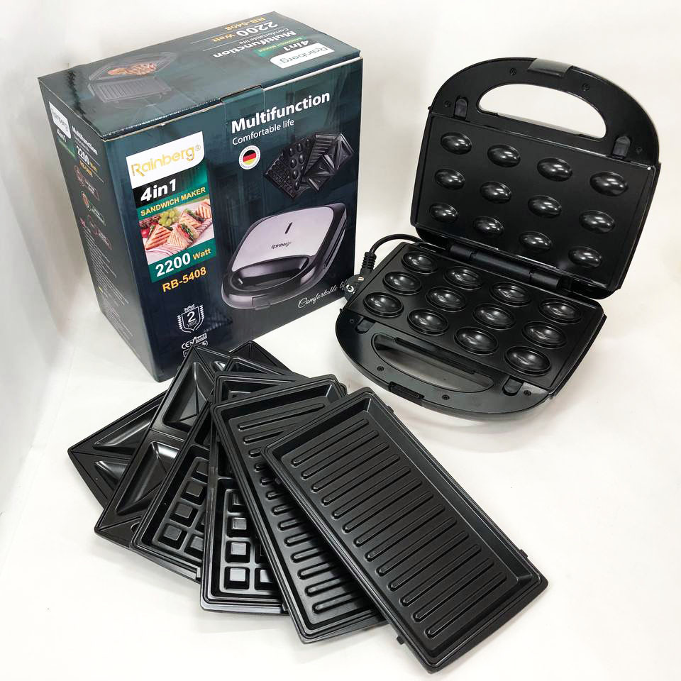 Сендвічниця бутербродниця зі змінними панелями, Гриль решітка для смаження м'яса, Сендвічниця 4в1 BO-63 Івано-Франківськ - фото 8