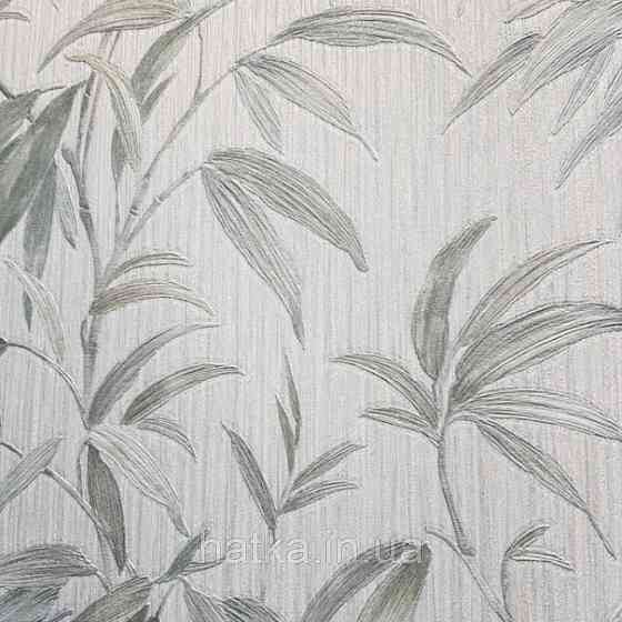 Шпалери вінілові на паперовій основі Zambaiti C88140 ABITAT бамбук листя світло-зелені на бежевому фоні Київ