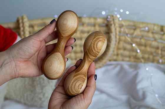 Деревянная детская погремушка «гантеля» WooolyWool Киев