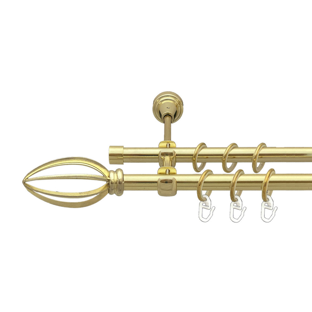 Карниз Orvit Пантеон металевий дворядний відкритий Золото 16\16 мм 240 см (00-00014269) Львів - фото 1