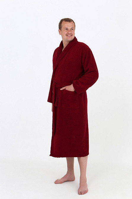 Чоловічий махровий халат Ideal Textile L бордовий (56860501) Чернівці - фото 1