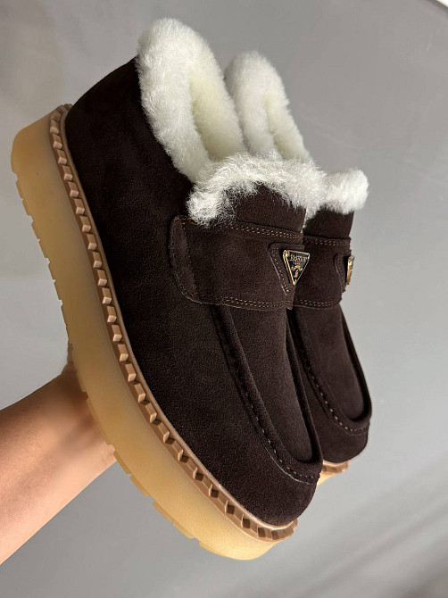 Черевики жіночі Hengji 69-6 лофери замшеві на хутрі коричневі, 39, 24,5 см Київ - фото 4