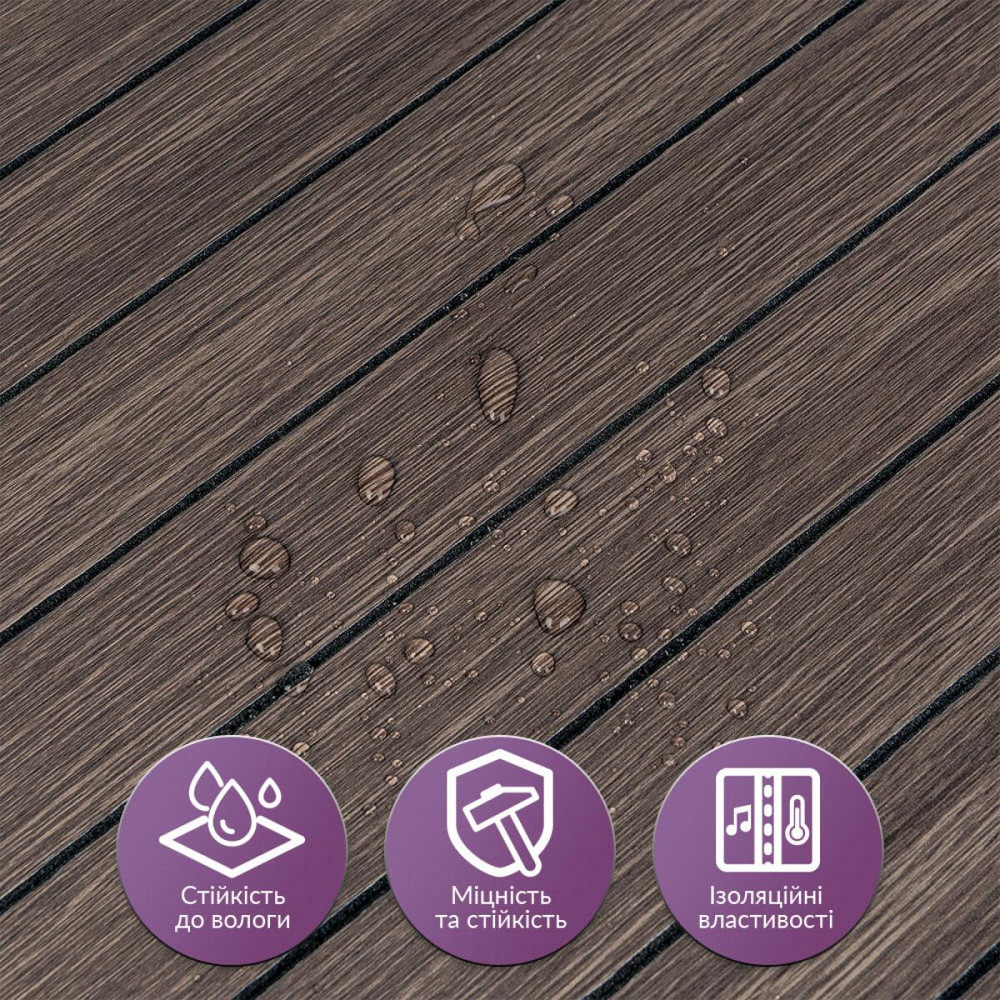 Покрытие виниловое самоклеющееся 3D рейки 600х600х2,8мм Дымчатый каштан SW-00002195 Днепр - изображение 4