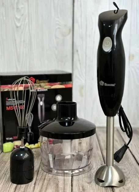 Блендер 3 в 1 Domotec MS-5103 с мини-измельчителем и венчиком, 500 Вт, 0.6 л, 2 скорости, черный Одесса - изображение 12